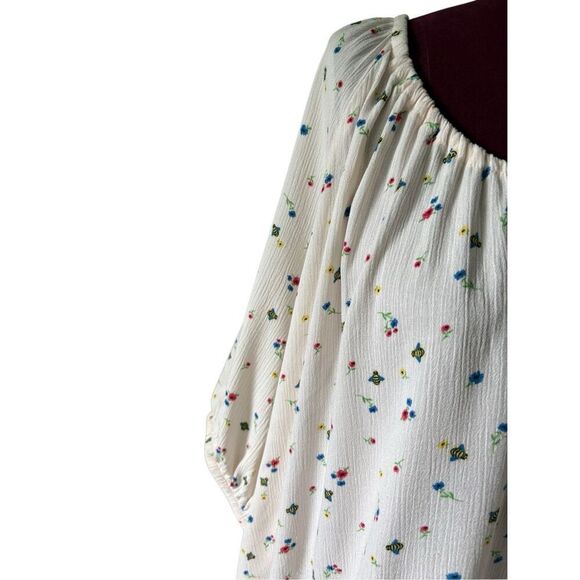 Torrid Crinkle Gauze Blouse Short Sleeve Top size 3 US 3X 22 24 Ditsy Scatter Fl - Picture 8 of 9